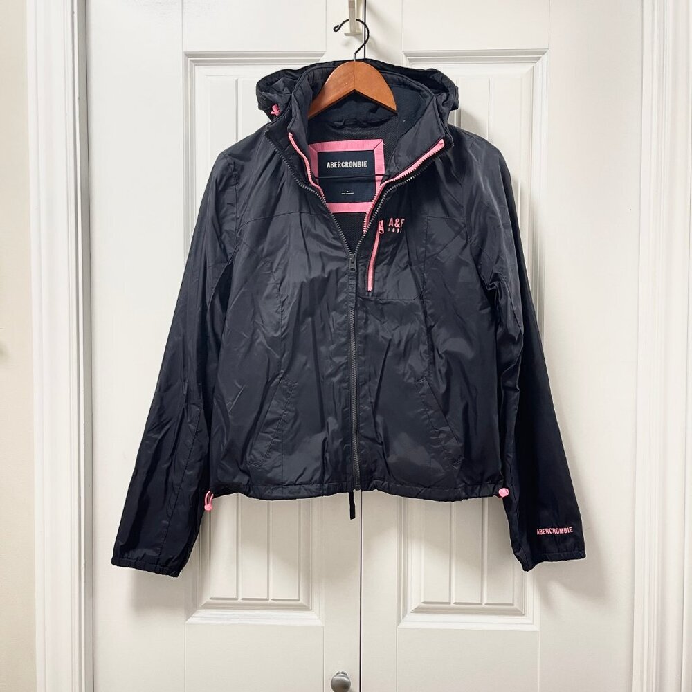 Abercrombie & Fitch Navy Hooded Rain Jacket - L